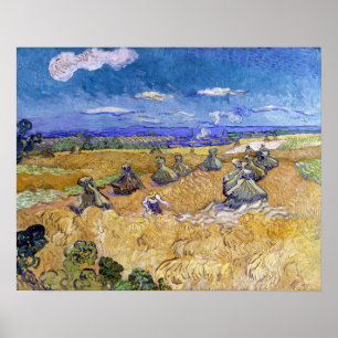 Vincent van Gogh - Weizenstapel mit Sensenmännern Poster