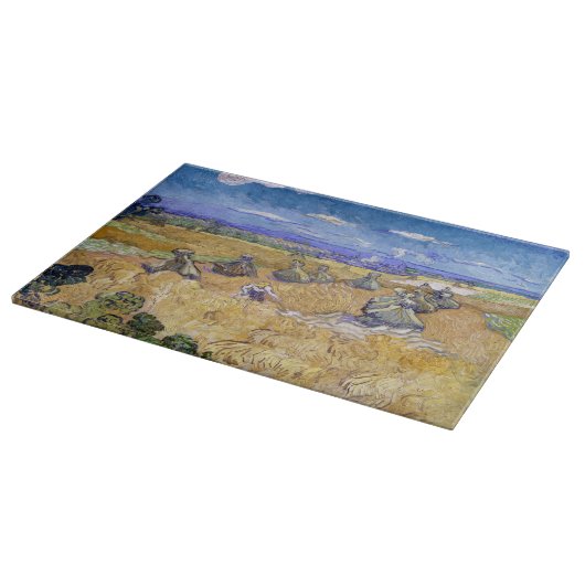 Vincent van Gogh - Weizenstapel mit Sensenmännern Schneidebrett (Ecke)