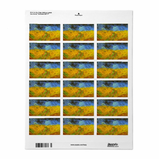 Vincent van Gogh Wheat Field mit Crows Adressaufkleber (Vorne)