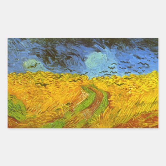 Vincent van Gogh Wheat Field mit Crows Rechteckiger Aufkleber (Vorderseite)