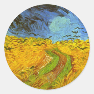 Vincent van Gogh Wheat Field mit Crows Runder Aufkleber