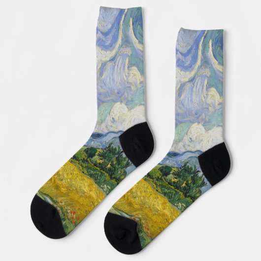 Vincent Van Gogh Wheat Field mit Cypressen Art Socken (Linkes Detail)