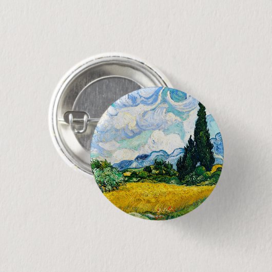 Vincent Van Gogh Wheat Field mit Cypressen Button (Vorne & Hinten)