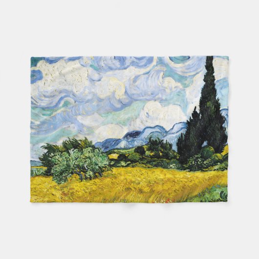 Vincent Van Gogh Wheat Field mit Cypressen Fleecedecke (Vorderseite (Horizontal))