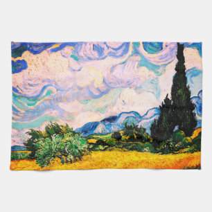 Vincent Van Gogh Wheat Field mit Cypressen Geschirrtuch