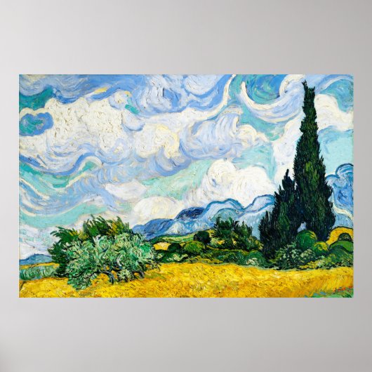 Vincent Van Gogh Wheat Field mit Cypressen Poster (Vorne)