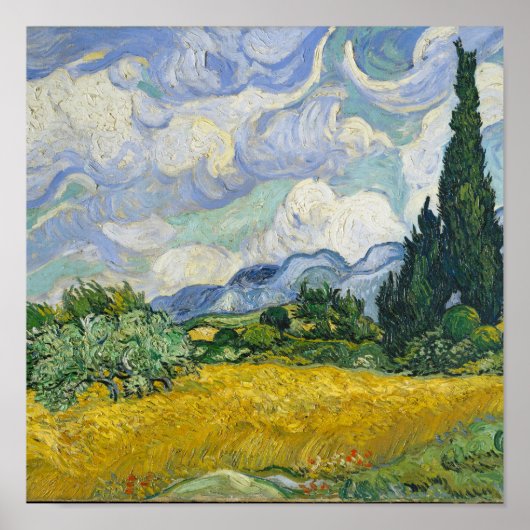 Vincent Van Gogh Wheat Field mit Cypressen Poster (Vorne)