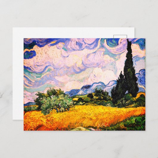 Vincent Van Gogh Wheat Field mit Cypressen Postkarte (Vorne/Hinten)
