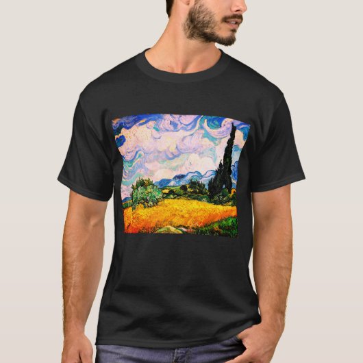Vincent Van Gogh Wheat Field mit Cypressen T-Shirt (Vorderseite)