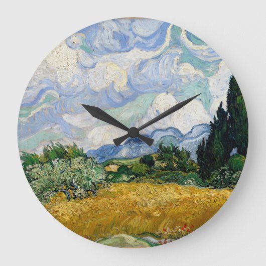 Vincent Van Gogh Wheat Field With Cypresses Große Wanduhr (Vorderseite)
