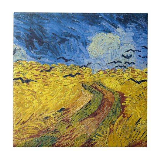 Vincent van Gogh - Wheatfield mit Crows Fliese (Vorderseite)