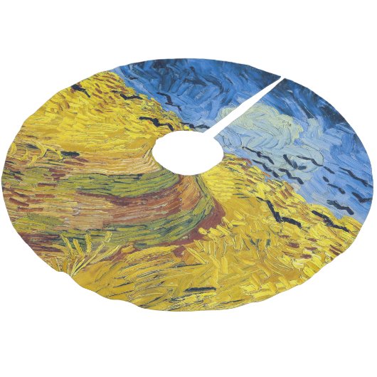 Vincent van Gogh - Wheatfield mit Crows Polyester Weihnachtsbaumdecke (Schrägansicht)