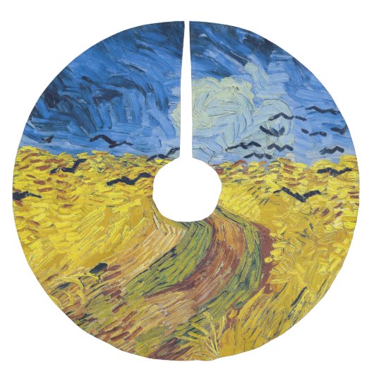 Vincent van Gogh - Wheatfield mit Crows Polyester Weihnachtsbaumdecke (Vorderseite)