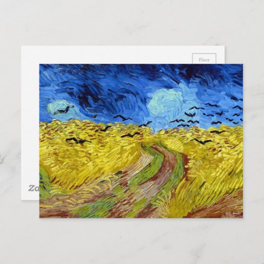 Vincent van Gogh Wheatfield mit Crows Postkarte (Vorne/Hinten)