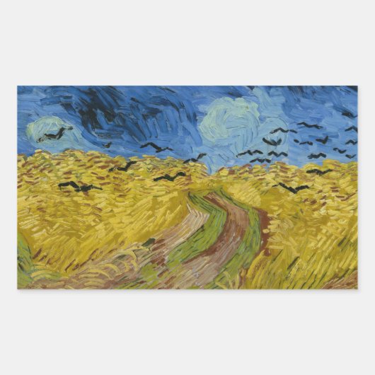 Vincent van Gogh - Wheatfield mit Crows Rechteckiger Aufkleber (Vorderseite)