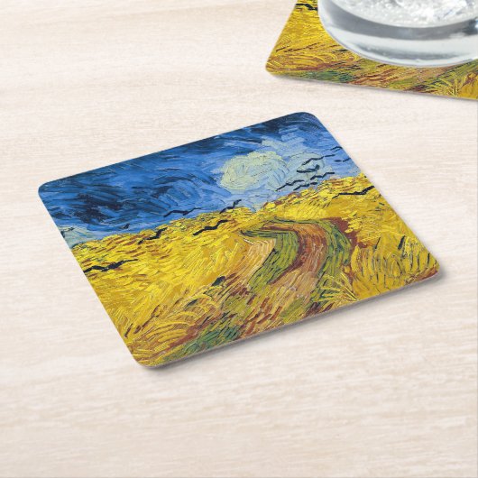 Vincent van Gogh - Wheatfield mit Crows Rechteckiger Pappuntersetzer (angewinkelt)