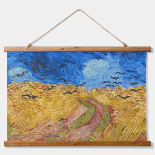 Vincent van Gogh - Wheatfield mit Crows Wandteppich Mit Holzrahmen (Vorne)