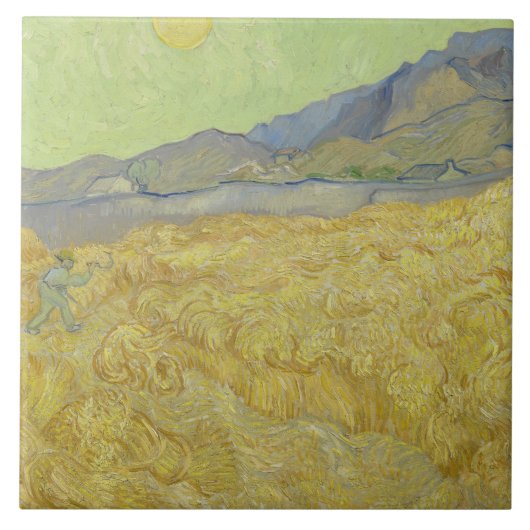 Vincent van Gogh - Wheatfield mit einem Sensenmann Fliese (Vorderseite)
