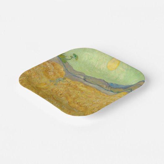 Vincent van Gogh - Wheatfield mit einem Sensenmann Pappteller (Gewinkelt)