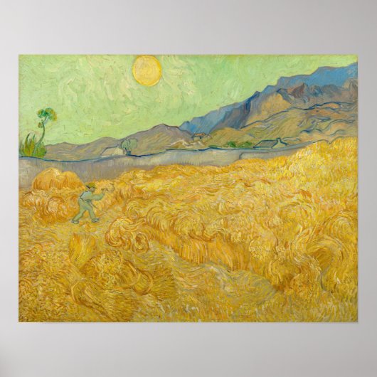 Vincent van Gogh - Wheatfield mit einem Sensenmann Poster (Vorne)
