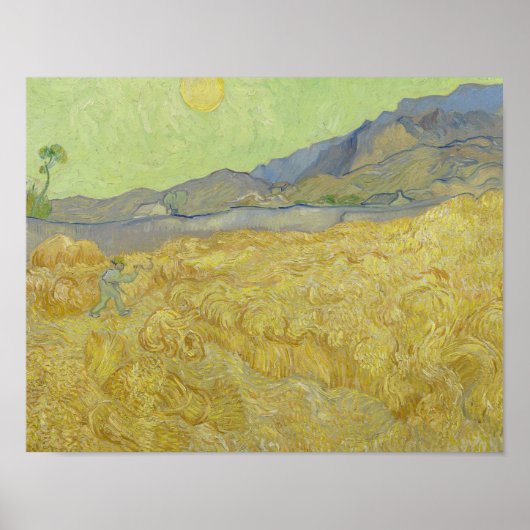 Vincent van Gogh - Wheatfield mit einem Sensenmann Poster (Vorne)