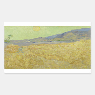 Vincent van Gogh - Wheatfield mit einem Sensenmann Rechteckiger Aufkleber