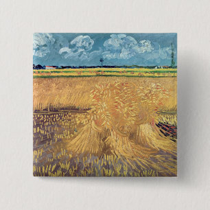 Vincent van Gogh Wheatfield mit Garben, 1888 Button