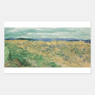 Vincent van Gogh - Wheatfield mit Kornblumen Rechteckiger Aufkleber