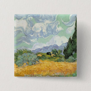 Vincent van Gogh   Wheatfield mit Zypressen, 1889 Button