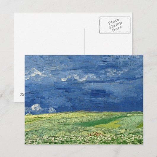 Vincent van Gogh - Wheatfield unter Thunderclouds Postkarte (Vorne/Hinten)