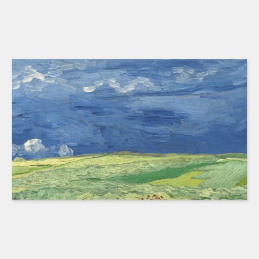 Vincent van Gogh - Wheatfield unter Thunderclouds Rechteckiger Aufkleber (Vorderseite)