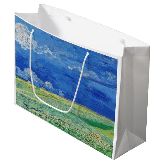 Vincent van Gogh - Wheatfields under Thunderclouds Große Geschenktüte (Vorderseite Schrägansicht)