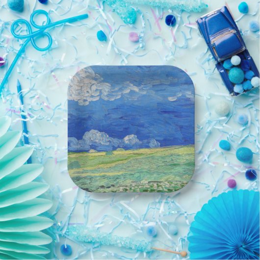 Vincent van Gogh - Wheatfields under Thunderclouds Pappteller (Party)