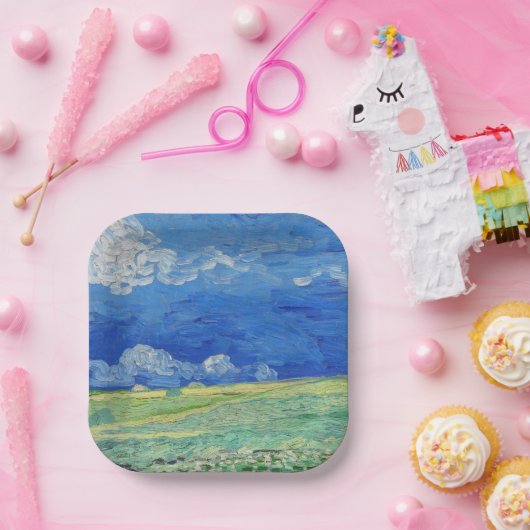 Vincent van Gogh - Wheatfields under Thunderclouds Pappteller (Party)