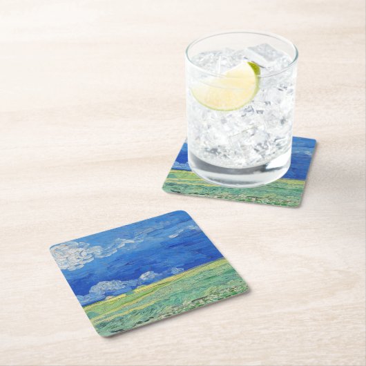 Vincent van Gogh - Wheatfields under Thunderclouds Rechteckiger Pappuntersetzer (Vor Ort)