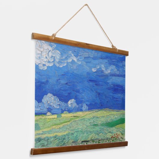 Vincent van Gogh - Wheatfields under Thunderclouds Wandteppich Mit Holzrahmen (Gewinkelt)