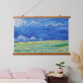 Vincent van Gogh - Wheatfields under Thunderclouds Wandteppich Mit Holzrahmen (Schlafzimmer)
