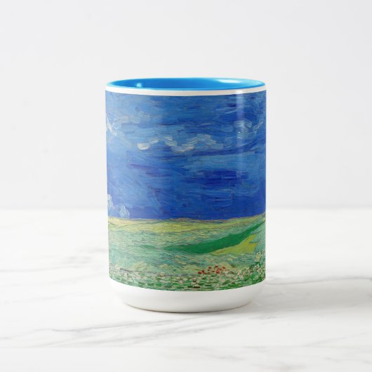 Vincent van Gogh - Wheatfields under Thunderclouds Zweifarbige Tasse (Mittel)