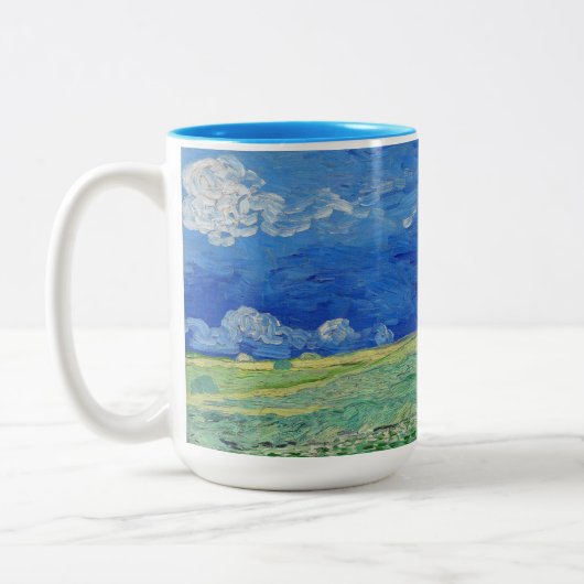 Vincent van Gogh - Wheatfields under Thunderclouds Zweifarbige Tasse (Links)