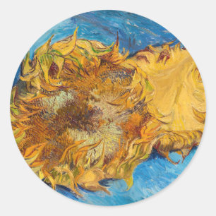 Vincent van Gogh - Zwei abgeschnittene Sonnenblume Runder Aufkleber