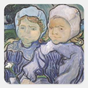 Vincent van Gogh   Zwei kleine Mädchen, 1890 Quadratischer Aufkleber
