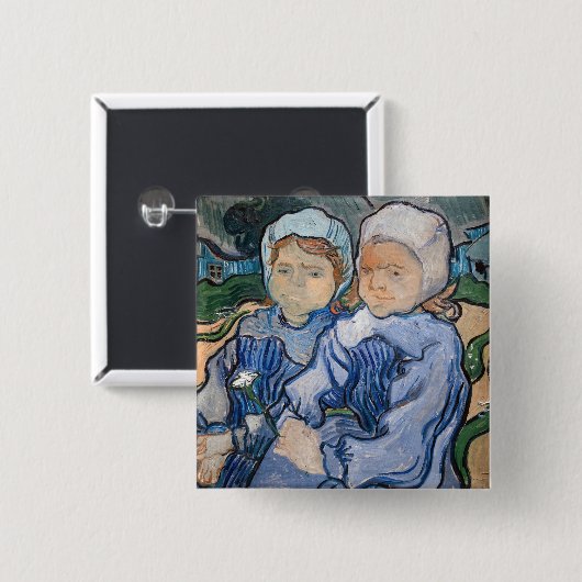 Vincent van Gogh - Zwei kleine Mädchen Button (Vorne & Hinten)