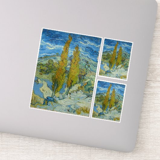 Vincent Van Gogh, zwei Poplars in den Alpen Aufkleber (Detail)
