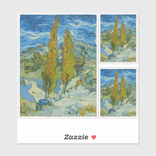 Vincent Van Gogh, zwei Poplars in den Alpen Aufkleber (Blatt)