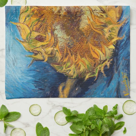 Vincent van Gogh - Zwei Schnittblumen Geschirrtuch (Gefaltet)