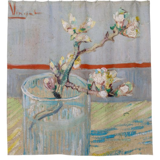 Vincent van Gogh - Zweigstelle Almond im Glas Duschvorhang (Vorderseite)