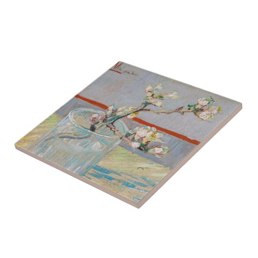 Vincent van Gogh - Zweigstelle Almond im Glas Fliese (Seite)