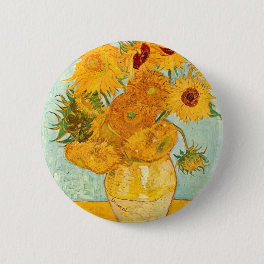 Vincent Van Gogh Zwölf Sonnenblumen in einer Vase  Button (Vorderseite)
