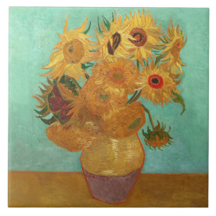 Vincent Van Gogh Zwölf Sonnenblumen in einer Vase Fliese