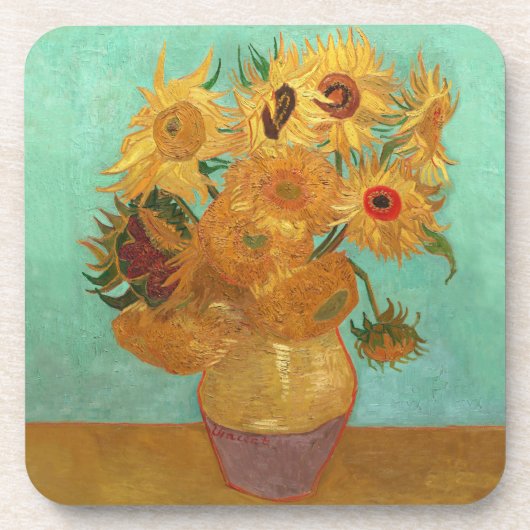 Vincent Van Gogh Zwölf Sonnenblumen in einer Vase Getränkeuntersetzer (Vorderseite)